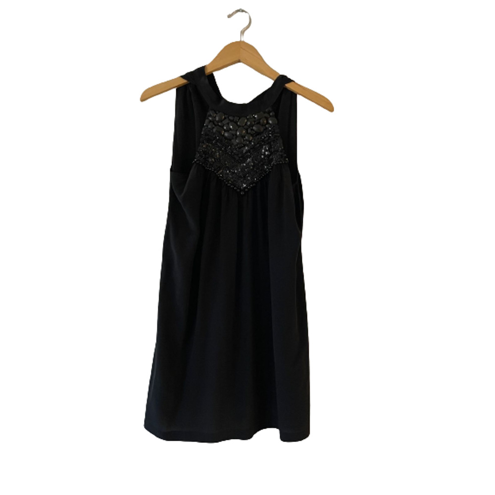 Shulami Size S Jewel Sequin Beaded Embellished Dress Halter Tie Sleeveless‎ Silk